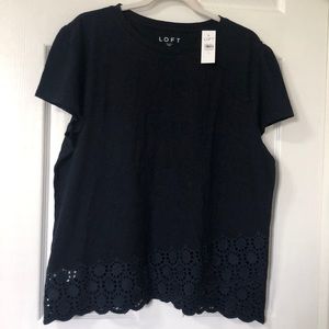 NWT! LOFT Navy Crochet Top